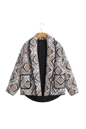 ‘ Steven’ Printed Oversized Cropped Cardigan