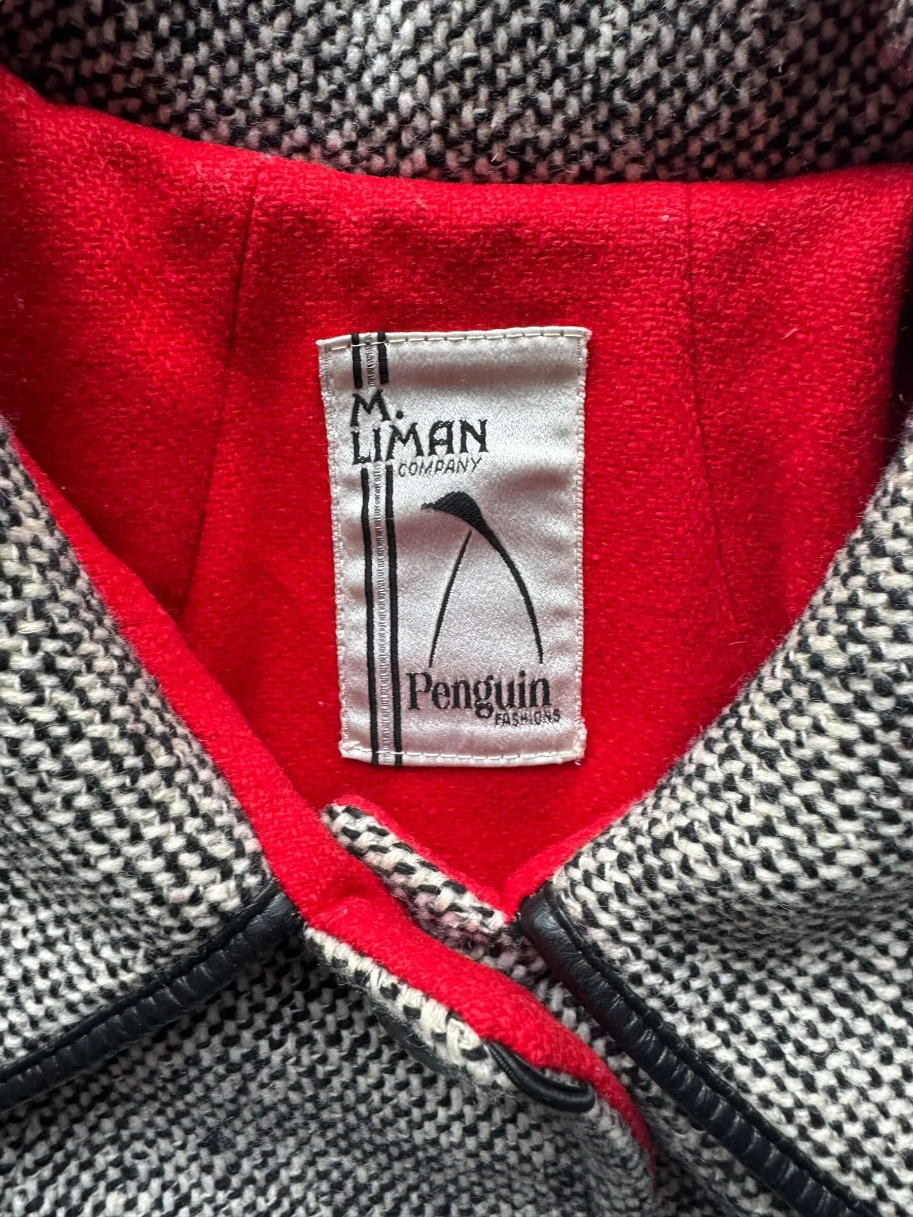 1960s M. Liman Penguin Wool Blend Tweed Coat M-XL