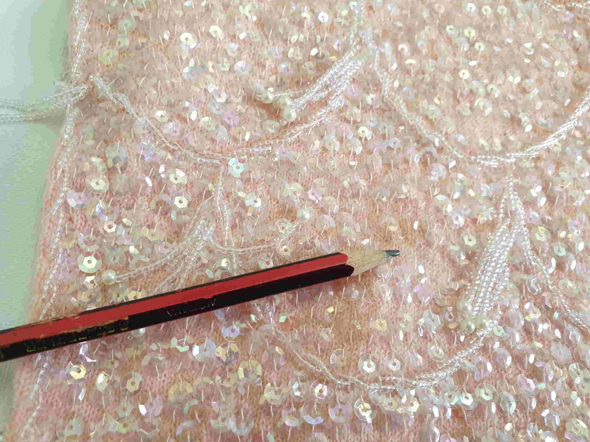 1960s Pink Wool Top With Sequins and Beading - Bust 96 cm
