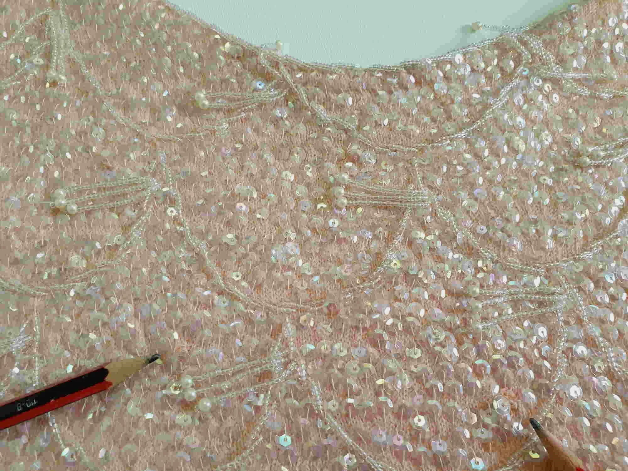 1960s Pink Wool Top With Sequins and Beading - Bust 96 cm