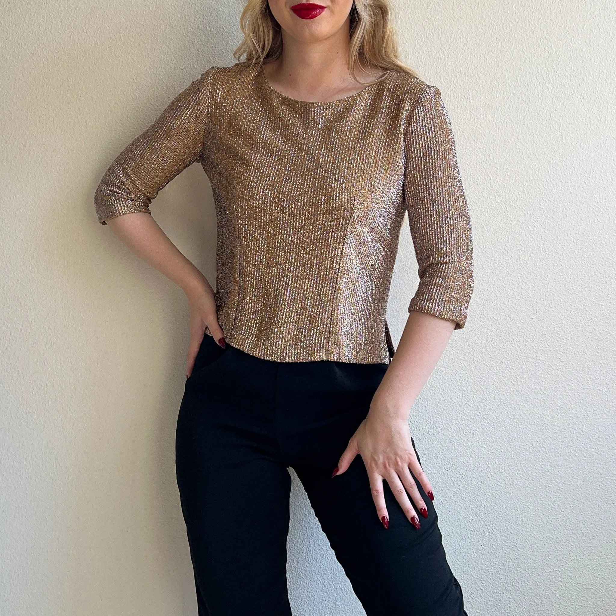 1960s Rainbow Sparkles Party Blouse (XS/S)