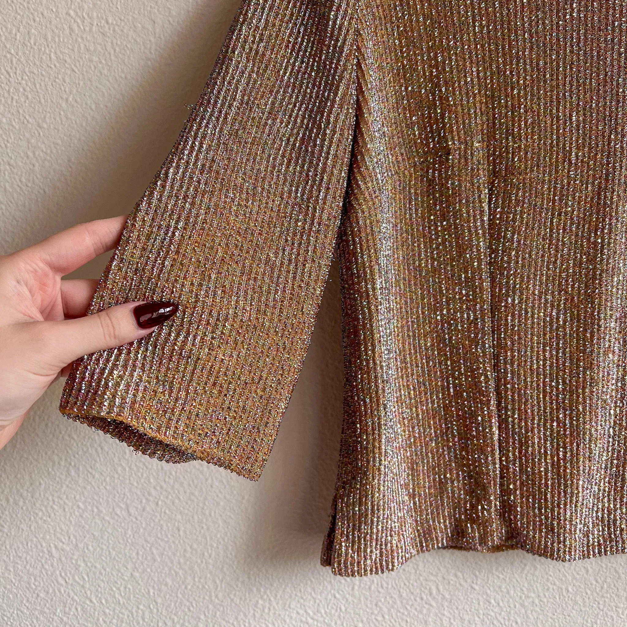 1960s Rainbow Sparkles Party Blouse (XS/S)