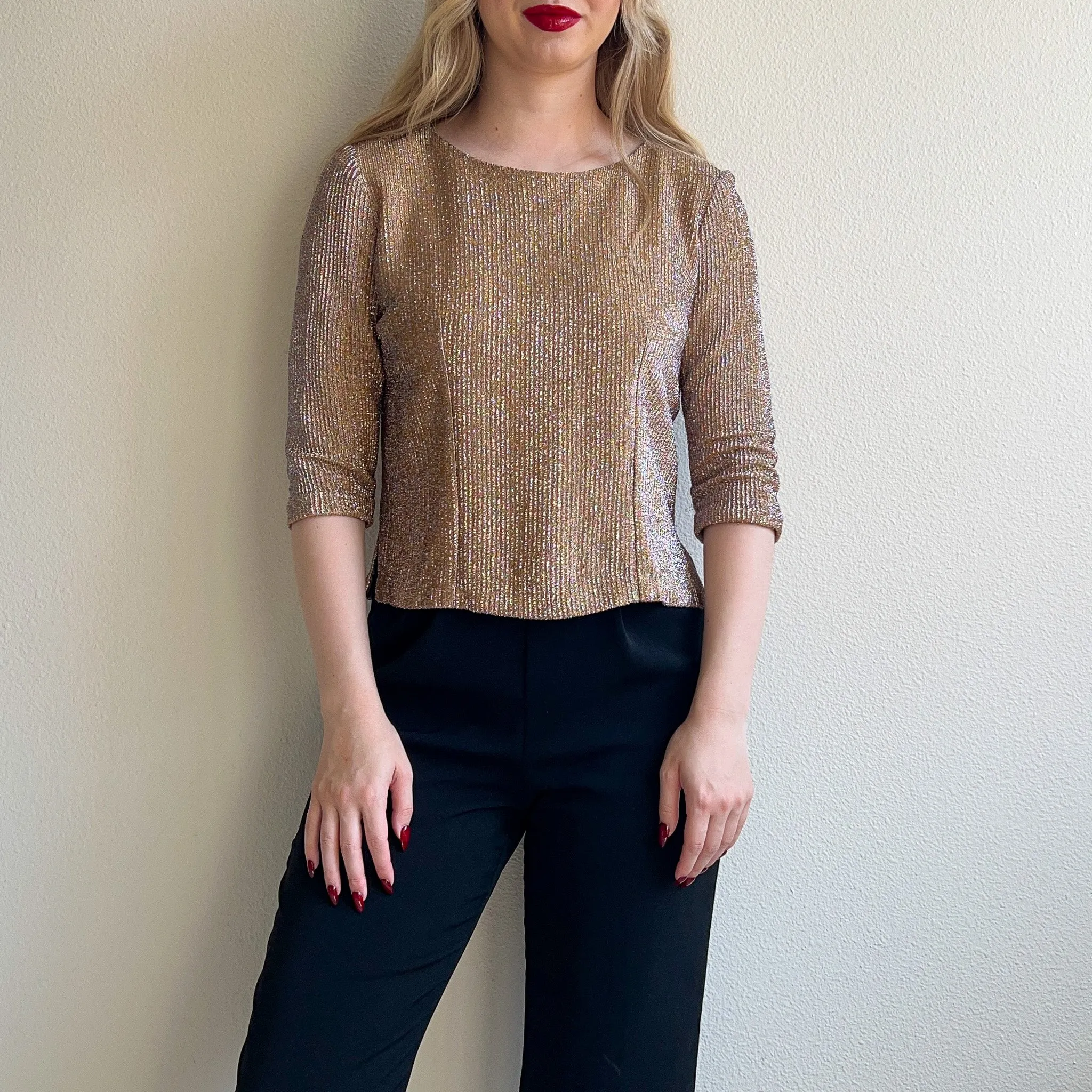 1960s Rainbow Sparkles Party Blouse (XS/S)