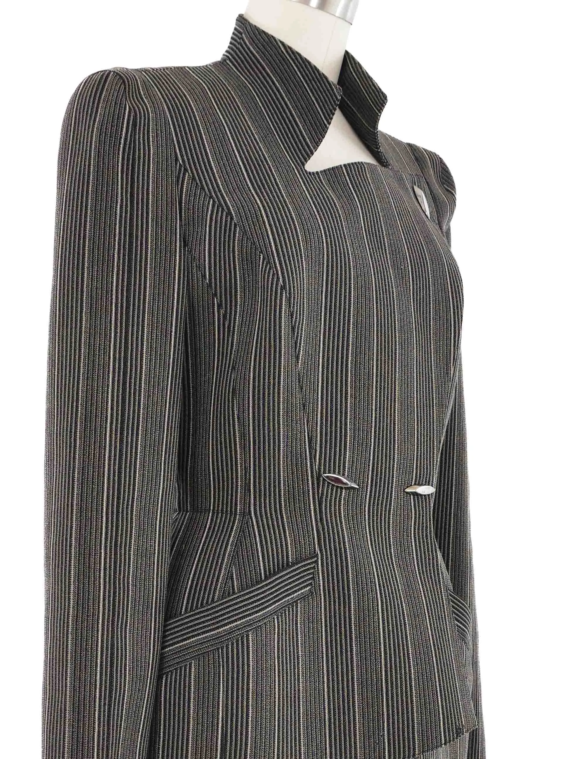 1998 Thierry Mugler Wool Stripe Skirt Suit