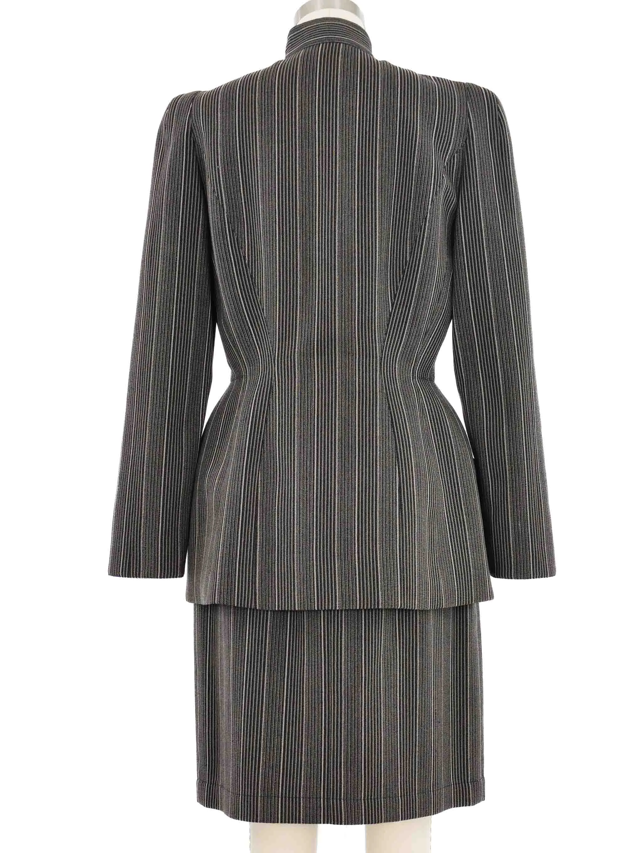 1998 Thierry Mugler Wool Stripe Skirt Suit