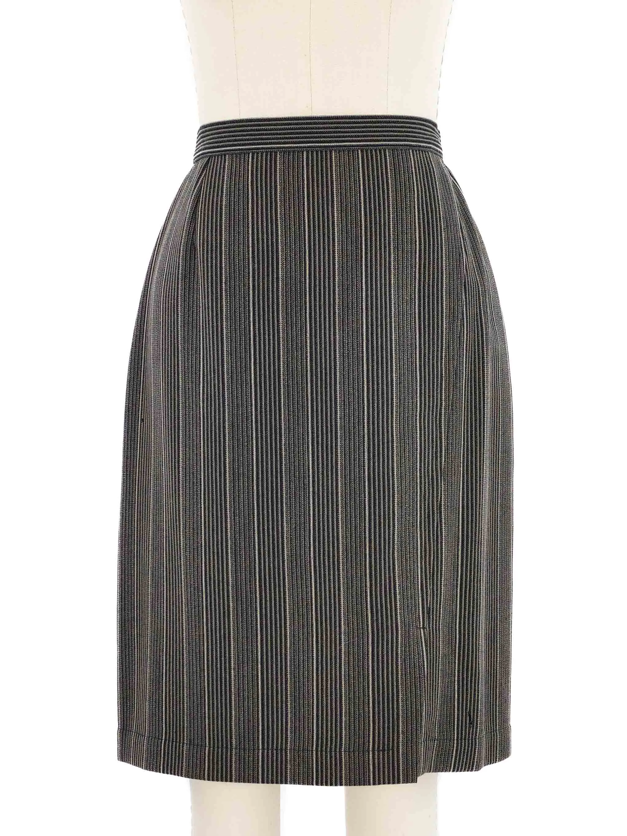 1998 Thierry Mugler Wool Stripe Skirt Suit