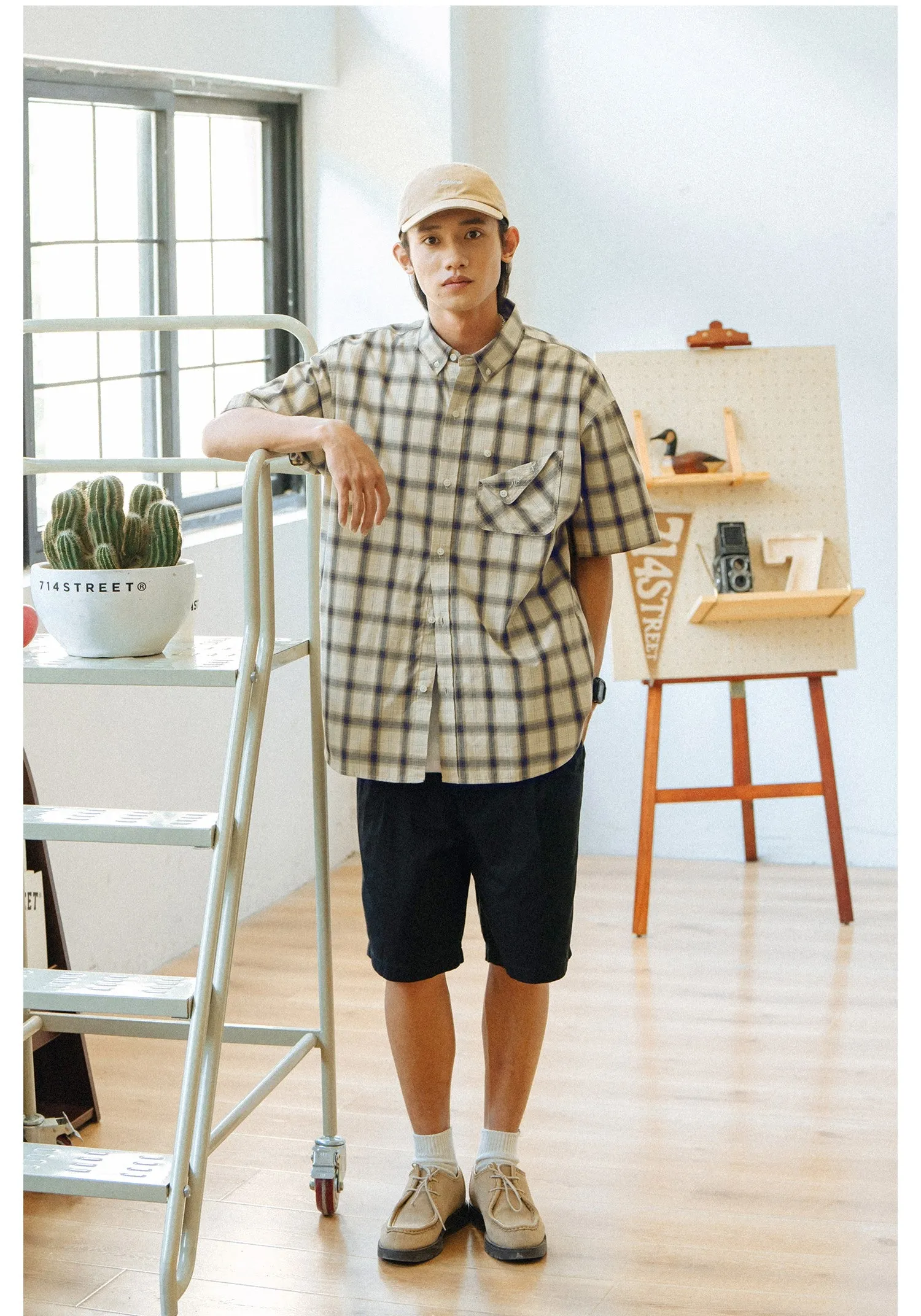 714street リラックスフィットチェックシャツ 714ST090