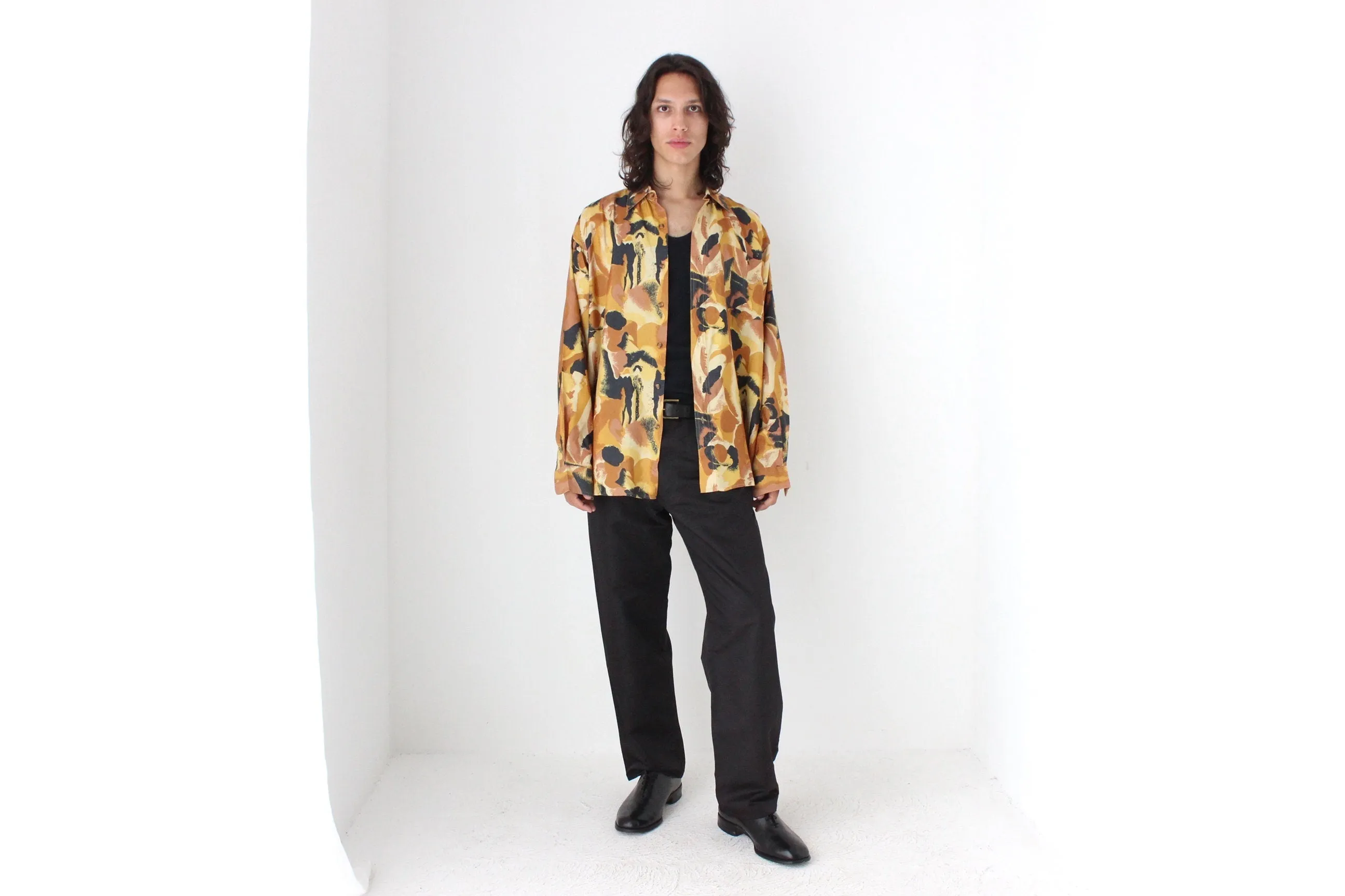 80s PURE FUJI SILK Abstract Print Shirt