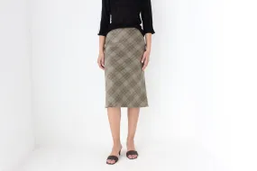 90s Massimo Dutti Mohair & Wool Neutral Tartan Skirt