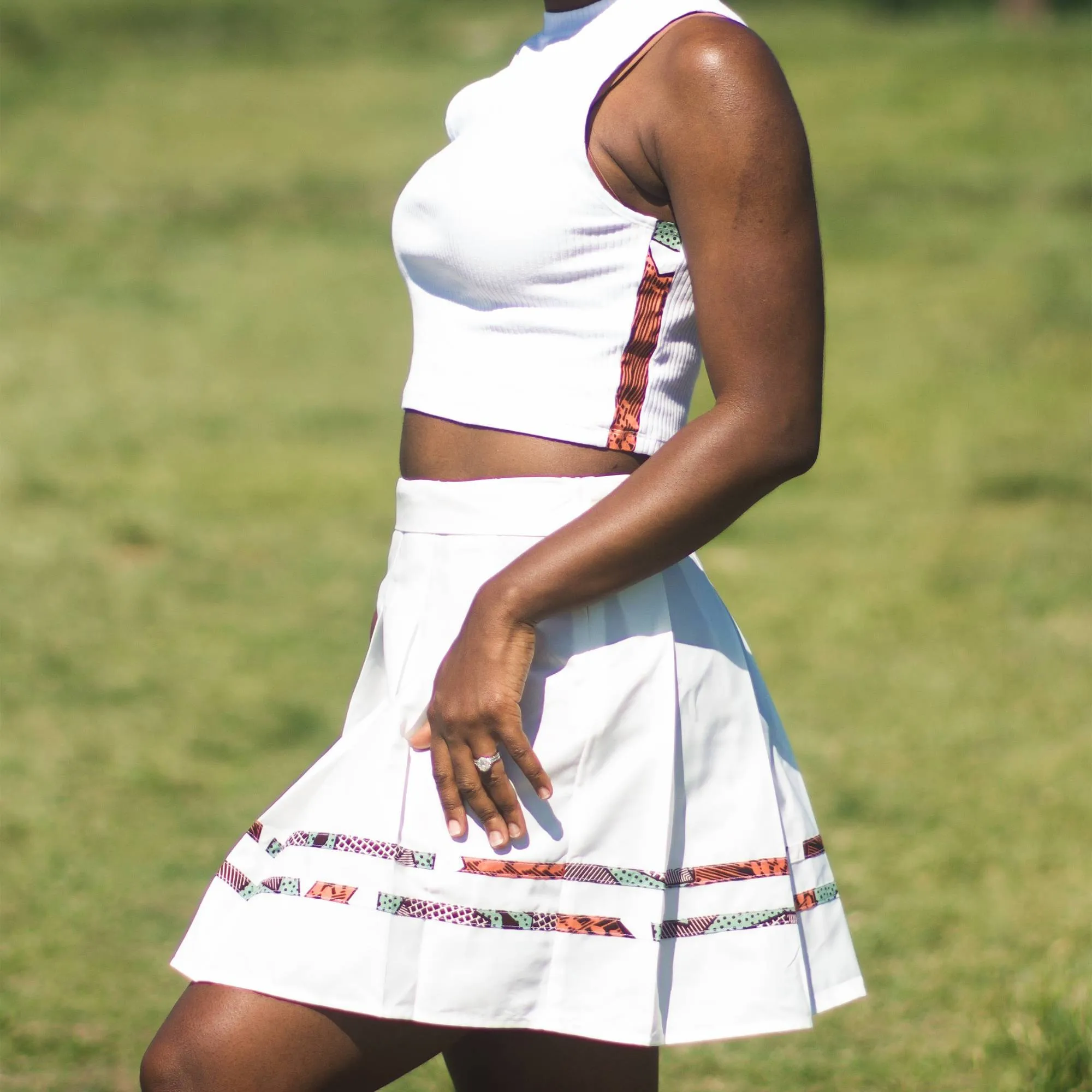Abuo African Print Ribbed Crop Top