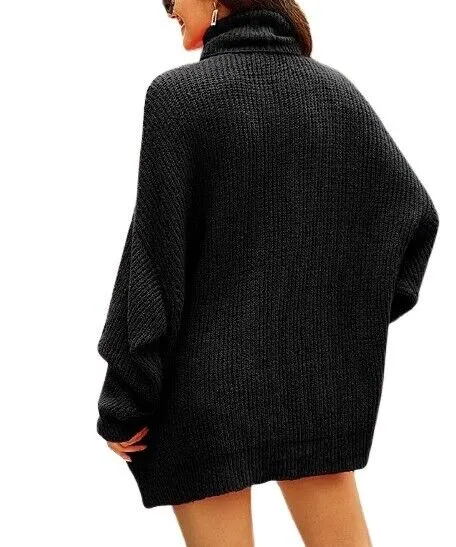 Abyoxi Black Oversize Turtleneck Top
