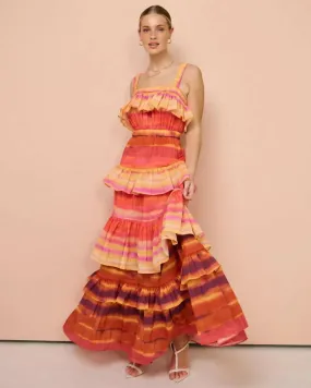 Acler Cardine Maxi Dress In Watercolour Horizon