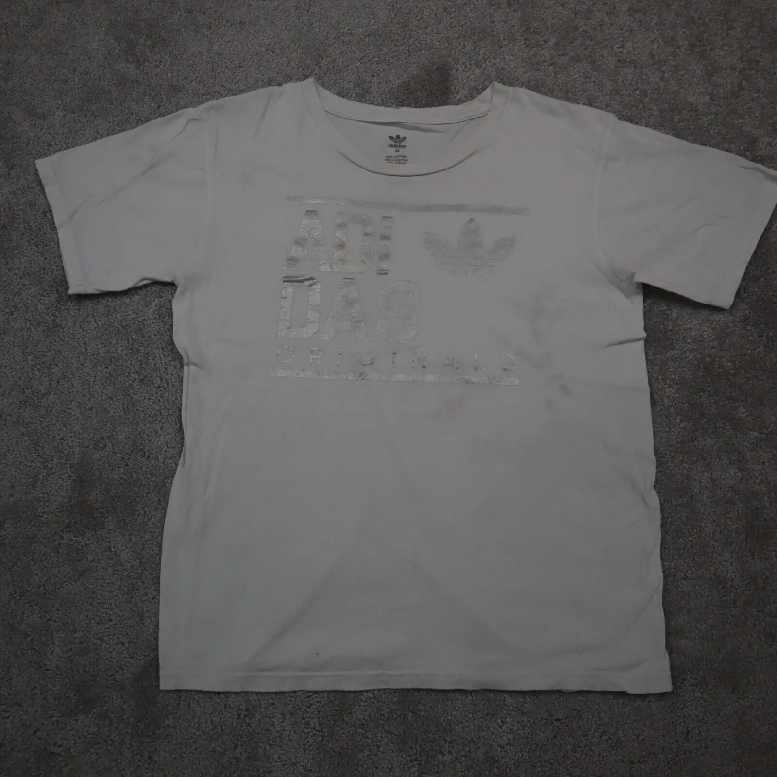 Adidas Originals T Shirt Mens White SZ M Short Sleeve Graphic Shirt Round Neck