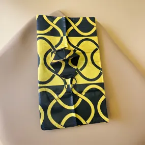 African Black Gold Print Headwrap Scarf & Face Mask Set