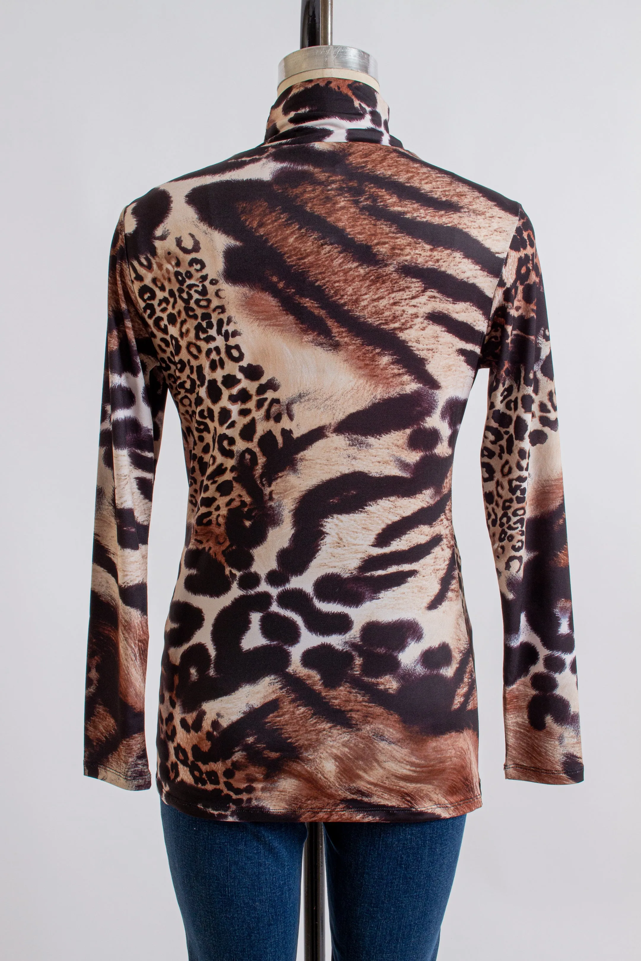 Animal Print Turtleneck Top