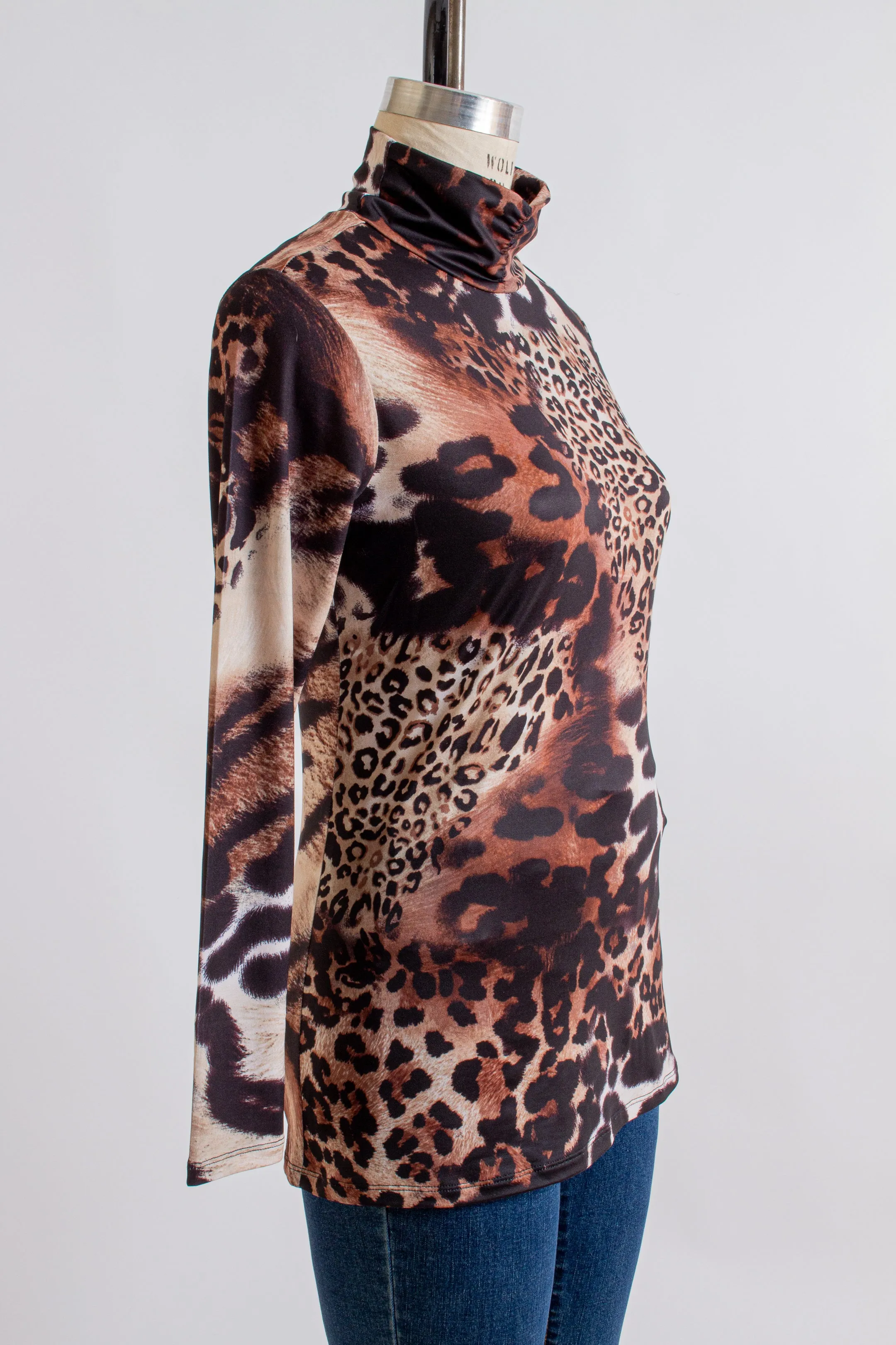 Animal Print Turtleneck Top