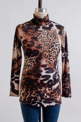 Animal Print Turtleneck Top