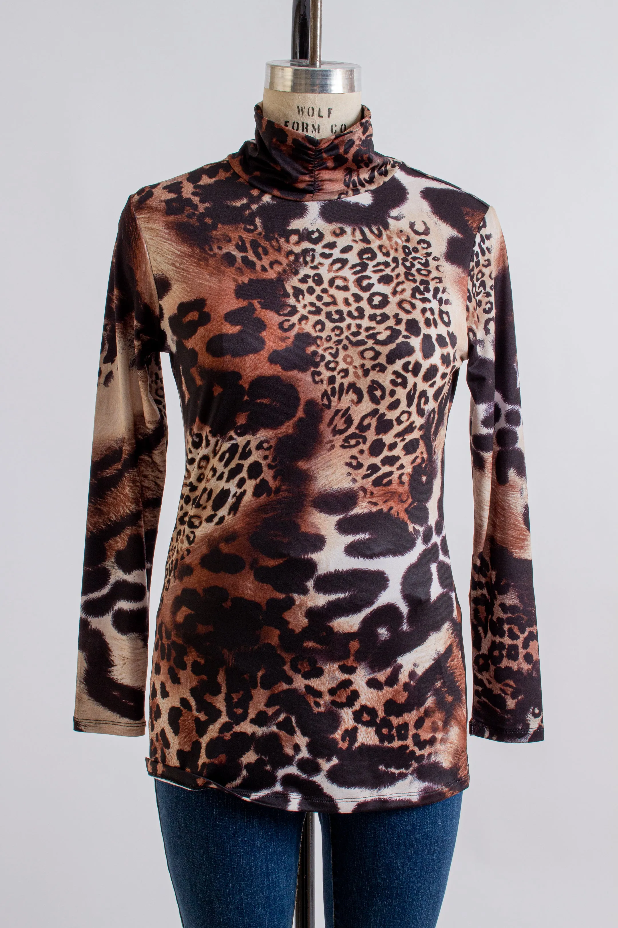 Animal Print Turtleneck Top