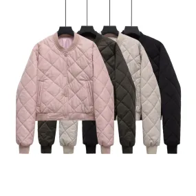 autumn and winter new products European and American cross-border women's pilot cotton jacket jacket four-color stand-up collar thin cotton clothes