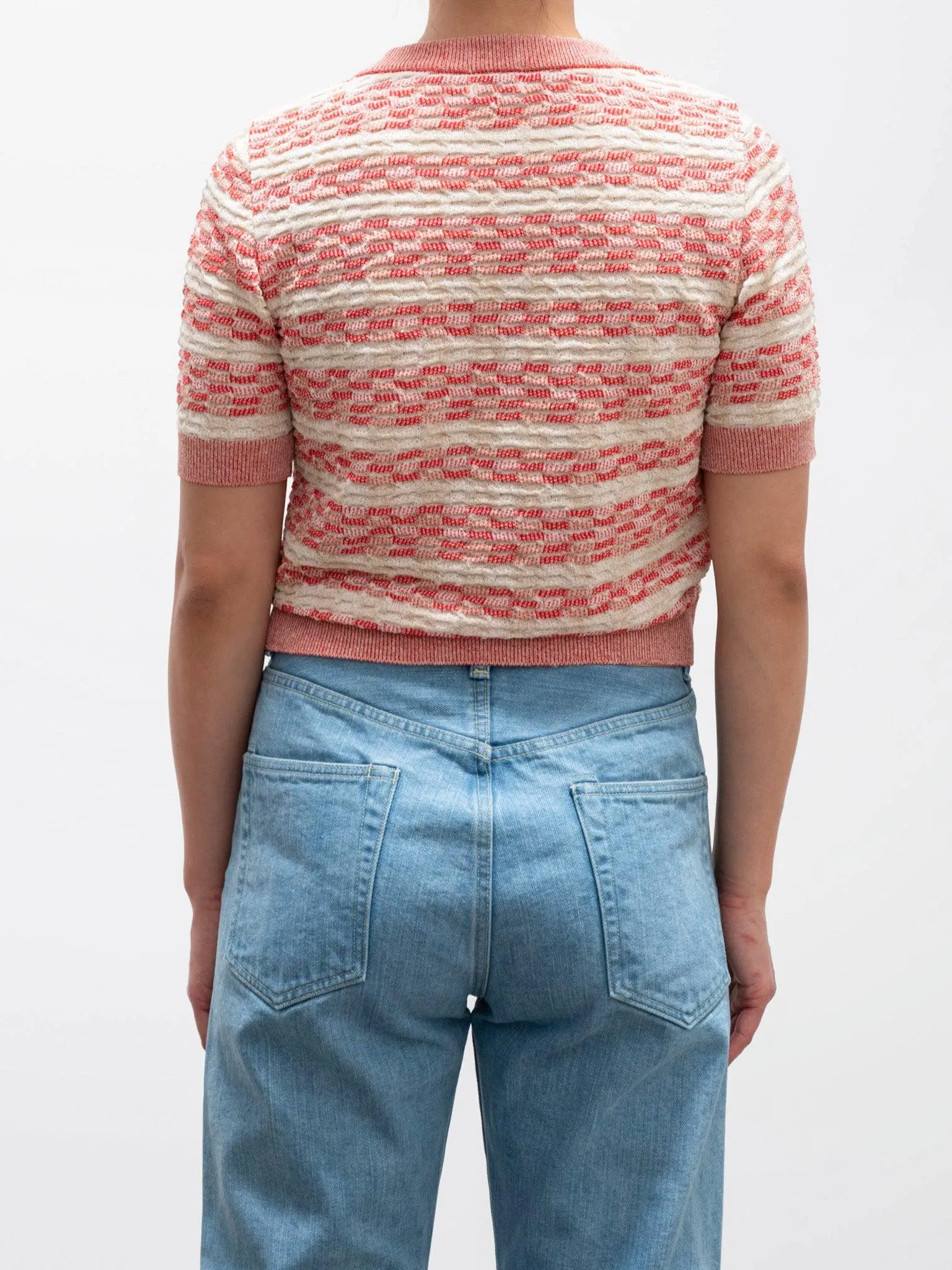 Basket Check Top - Ivory/Red