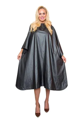 BeautyLove Big Flirt Cape Chemical Water Proof Stylist Drape Grey Shimmery Metallic Stain Bleach Water Proof Fabric