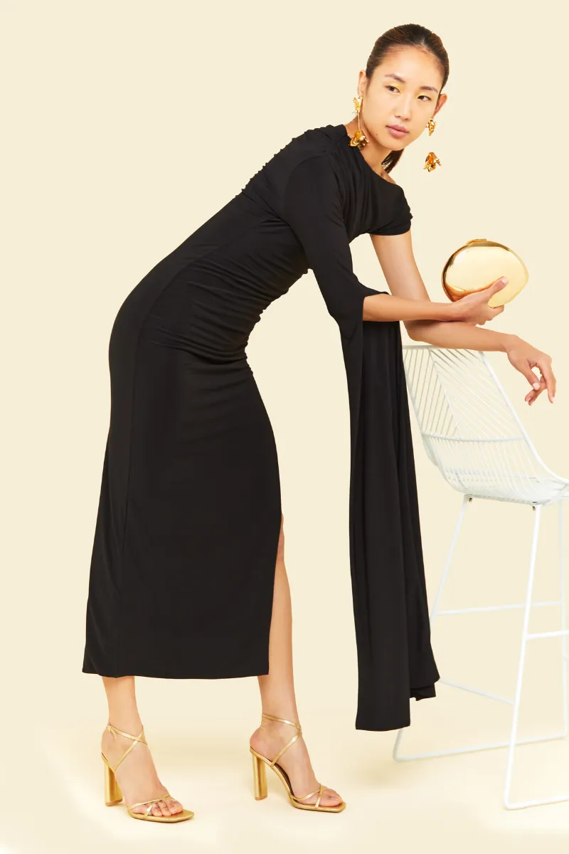 BEGONIA MIDAXI DRESS IN BLACK