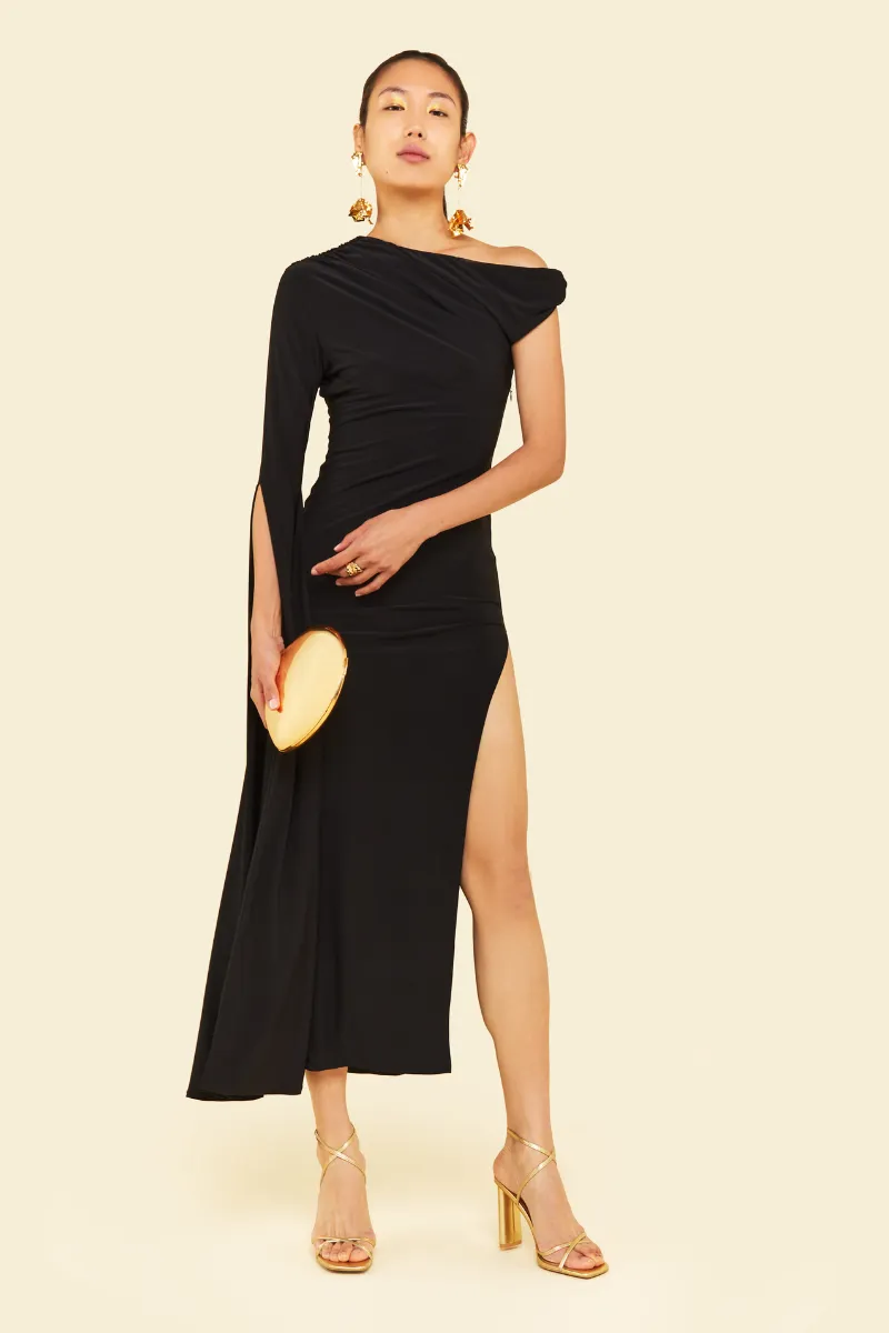 BEGONIA MIDAXI DRESS IN BLACK