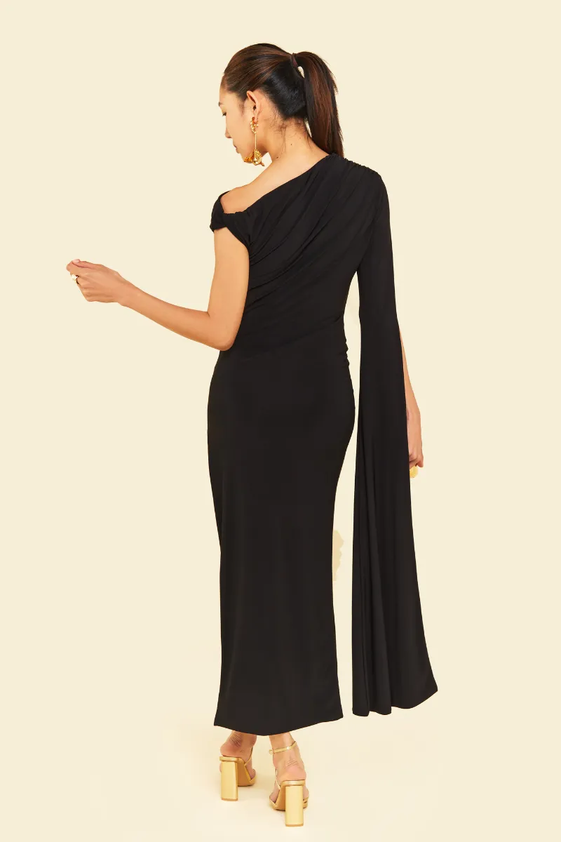 BEGONIA MIDAXI DRESS IN BLACK