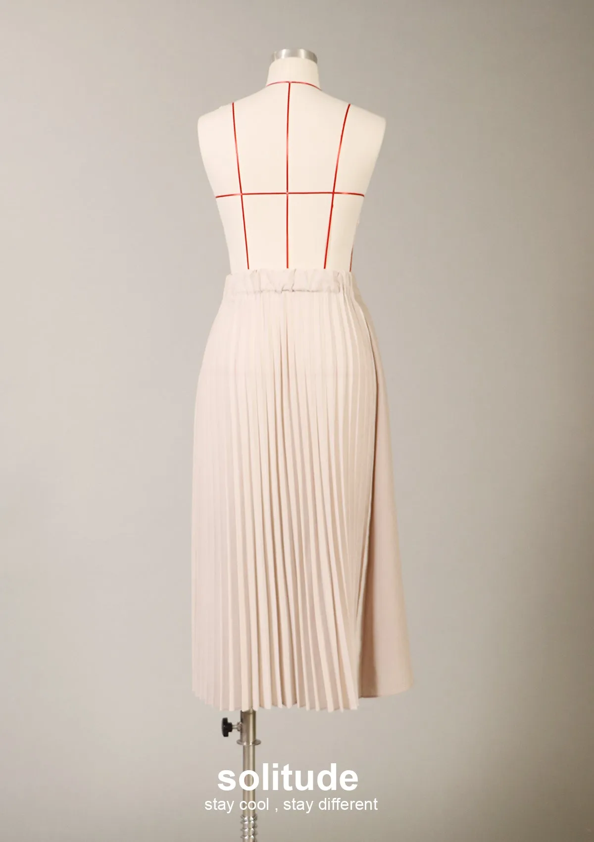 Beige Pleated Skirt