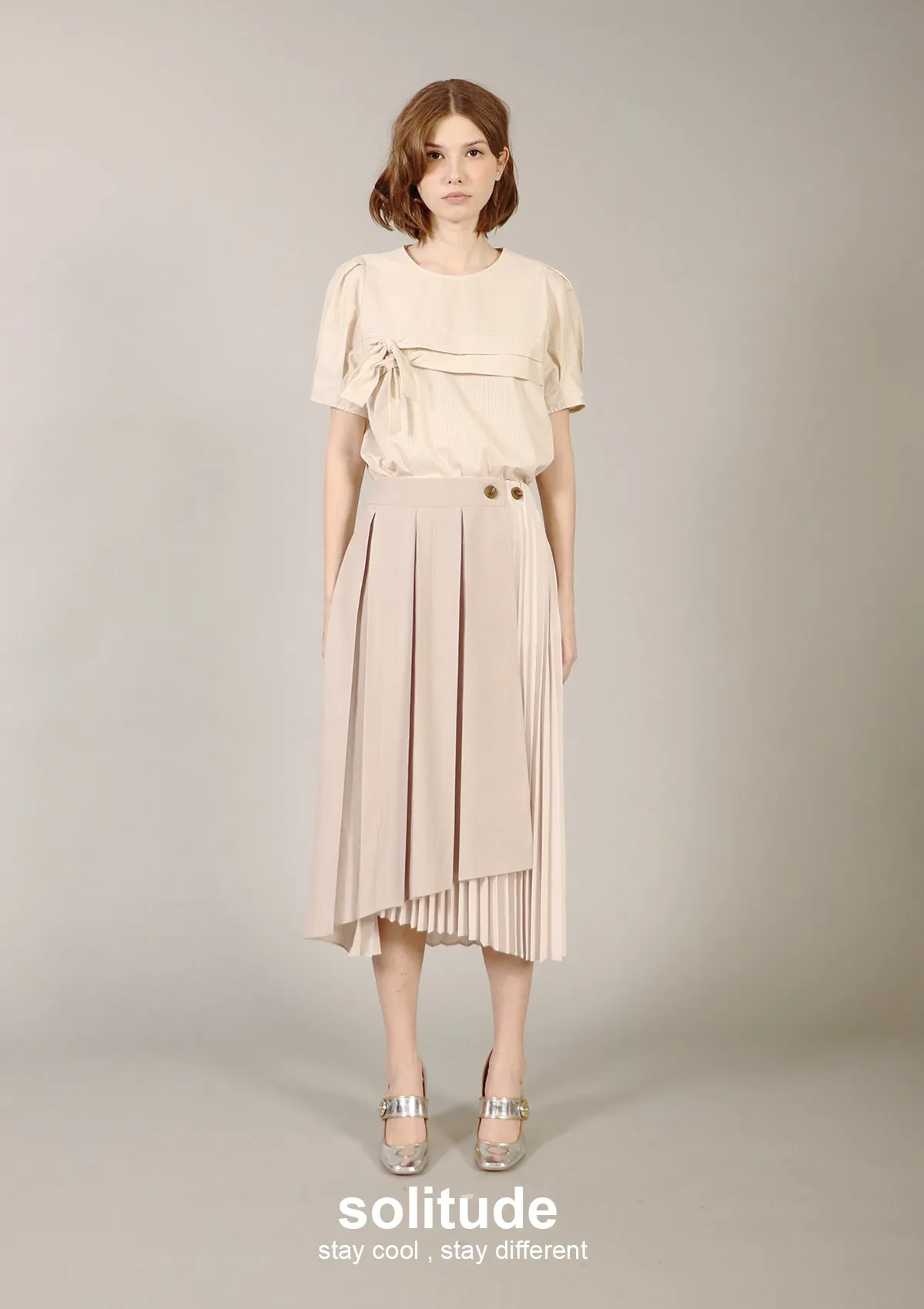 Beige Pleated Skirt