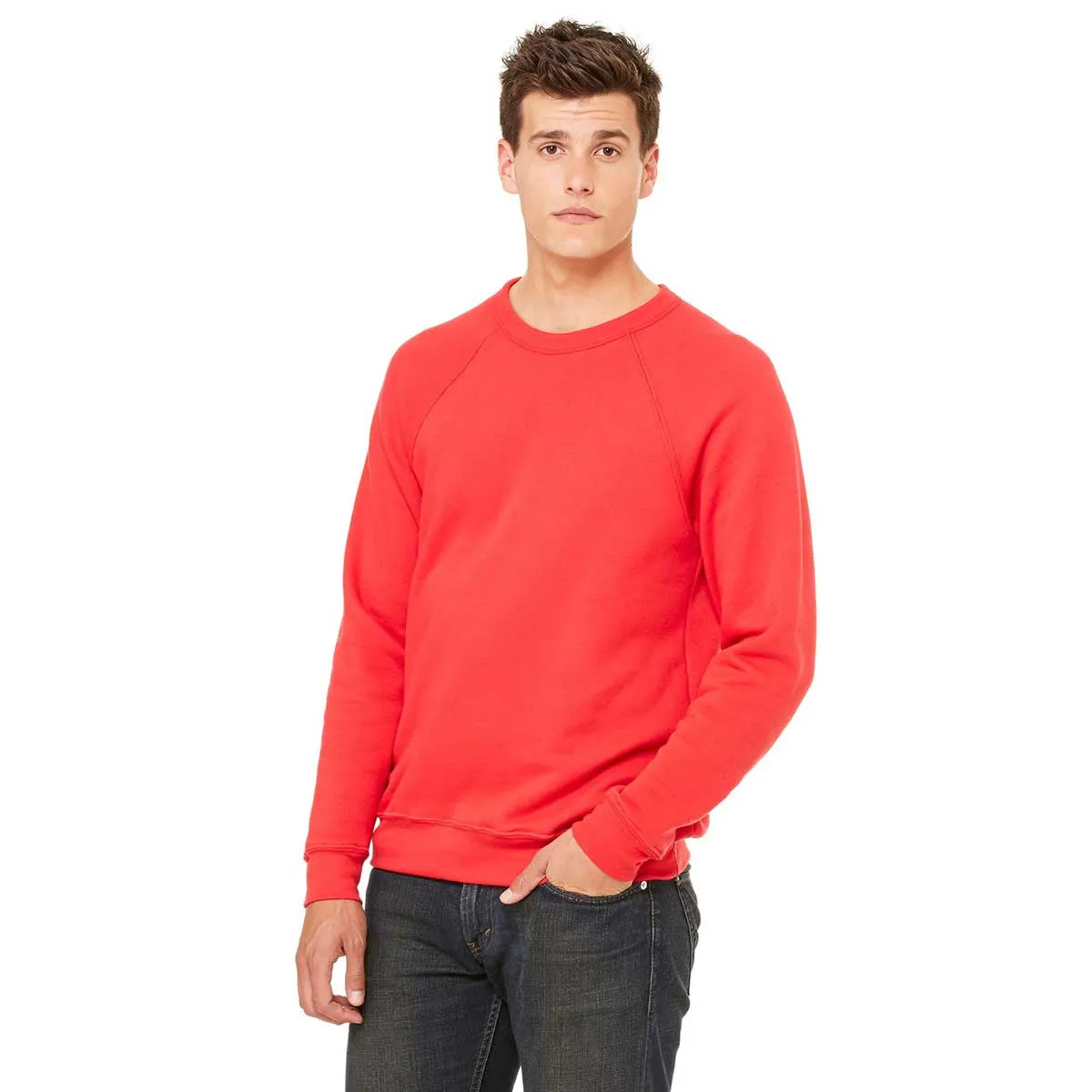 Bella   Canvas Unisex Red Sponge Fleece Crew Neck Sweatshirt