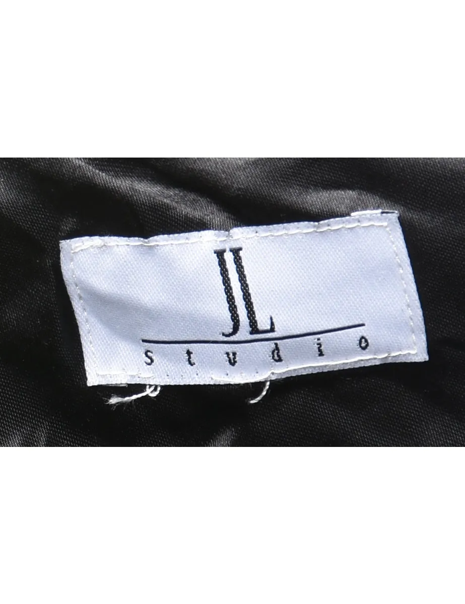 Black & White Suede 1990s Floral Embroidered Trousers - W32 L30