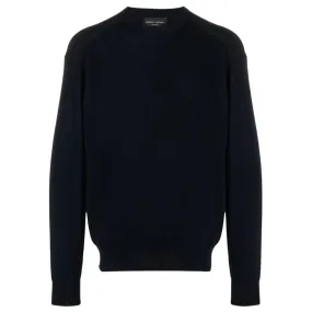 Black Merino Waffle Knit Crewneck