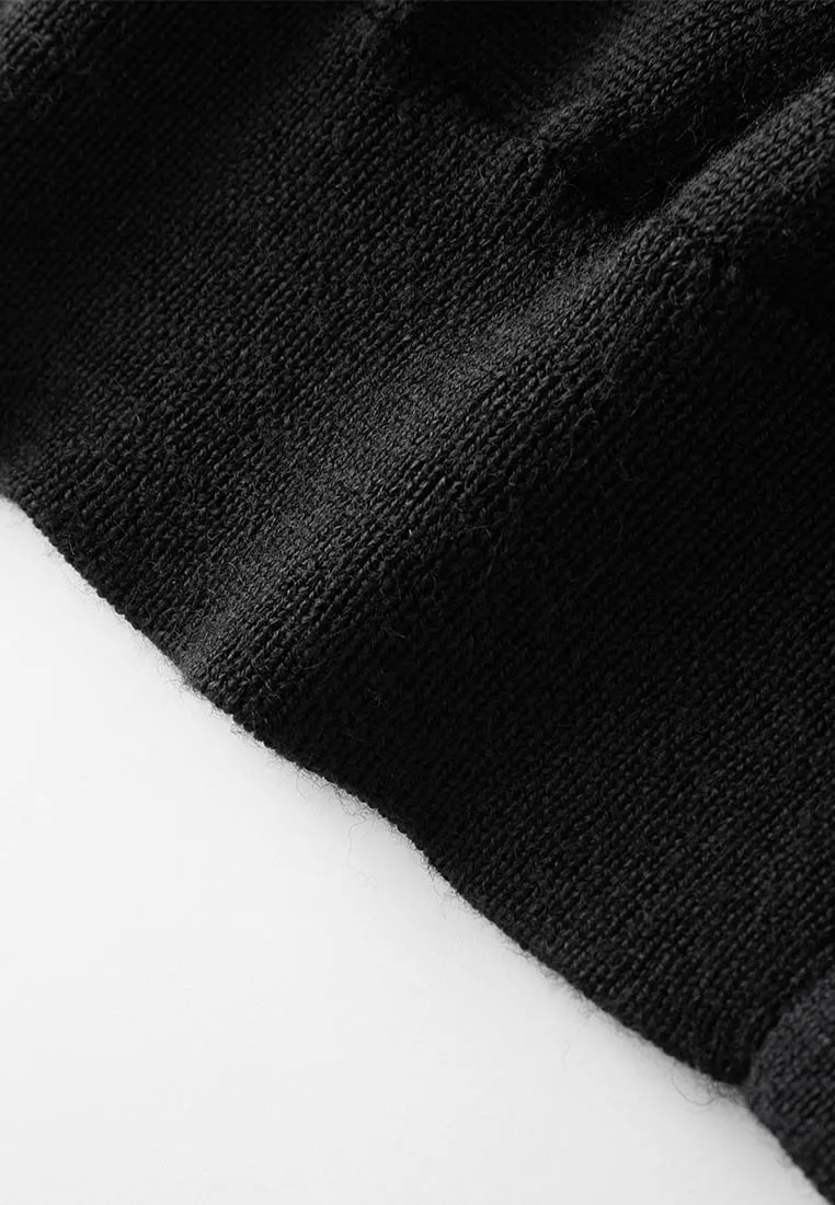 Black Sequin Short-sleeved Wool Knit Top