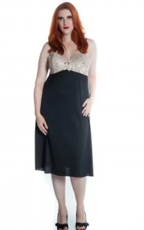 Black Sexy Lingerie One Piece Ballet Gown with Contrasting Lace