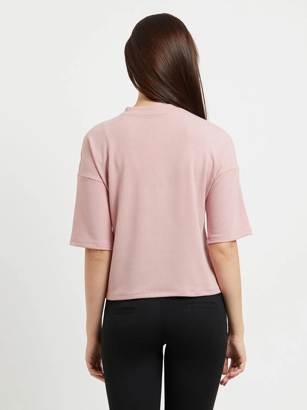 Blush Solid Top With Button Closure