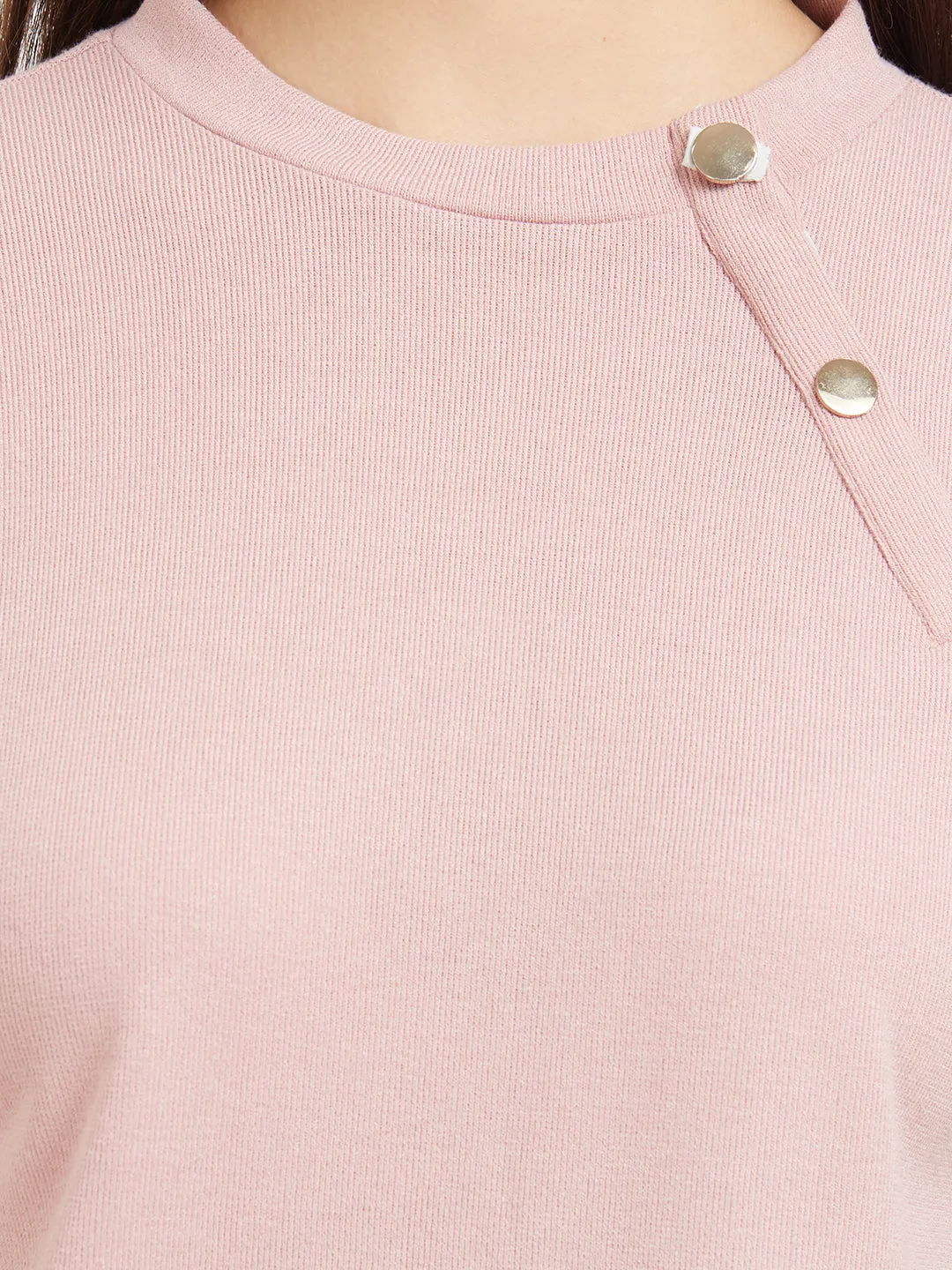 Blush Solid Top With Button Closure