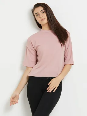 Blush Solid Top With Button Closure