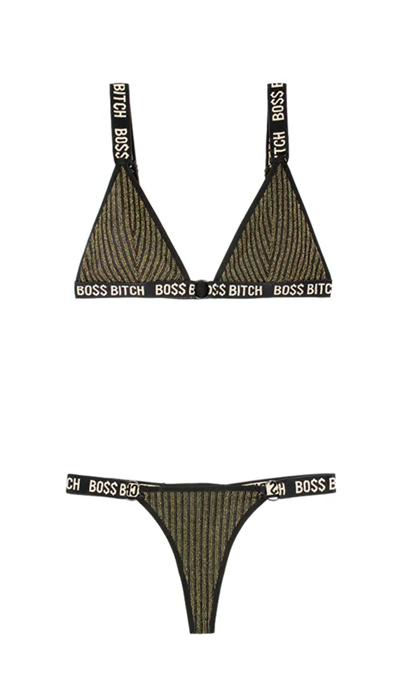 BO$$ Bitch Bralette & Thong Panty Set