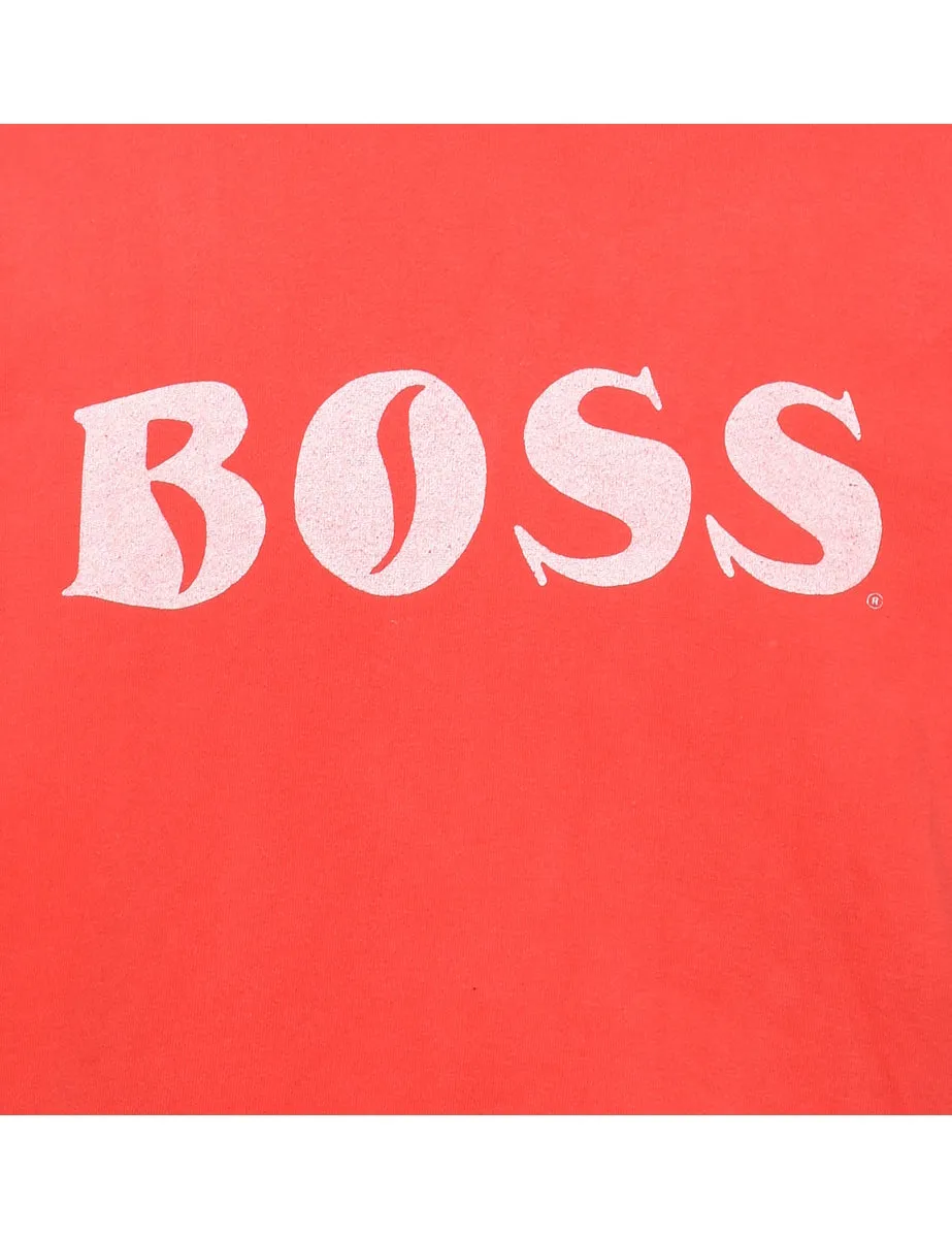 Boss Printed Red & Off-White Sweatshirt - M