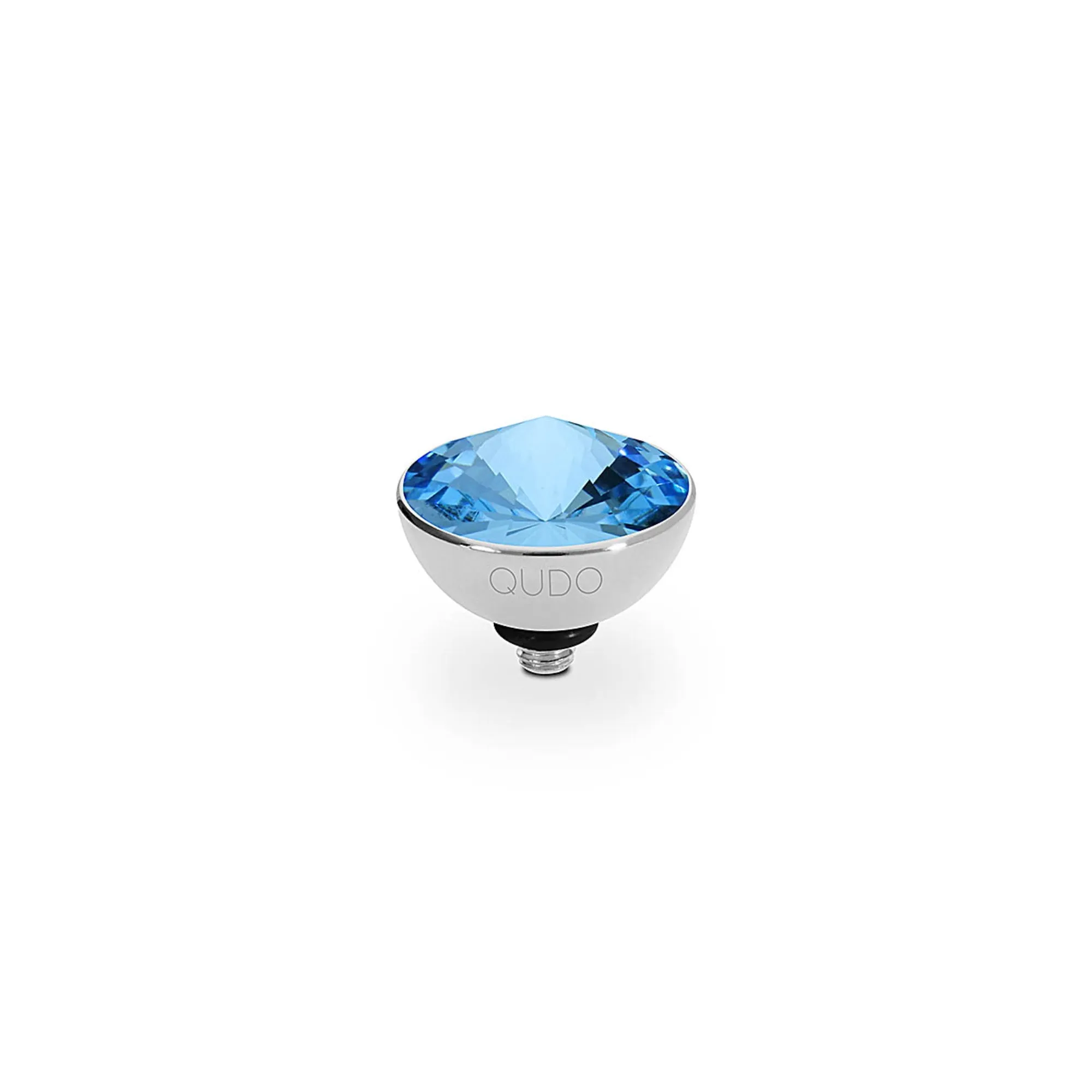 Bottone Silver and Aquamarine Crystal Ring Gem Top, 11.5mm