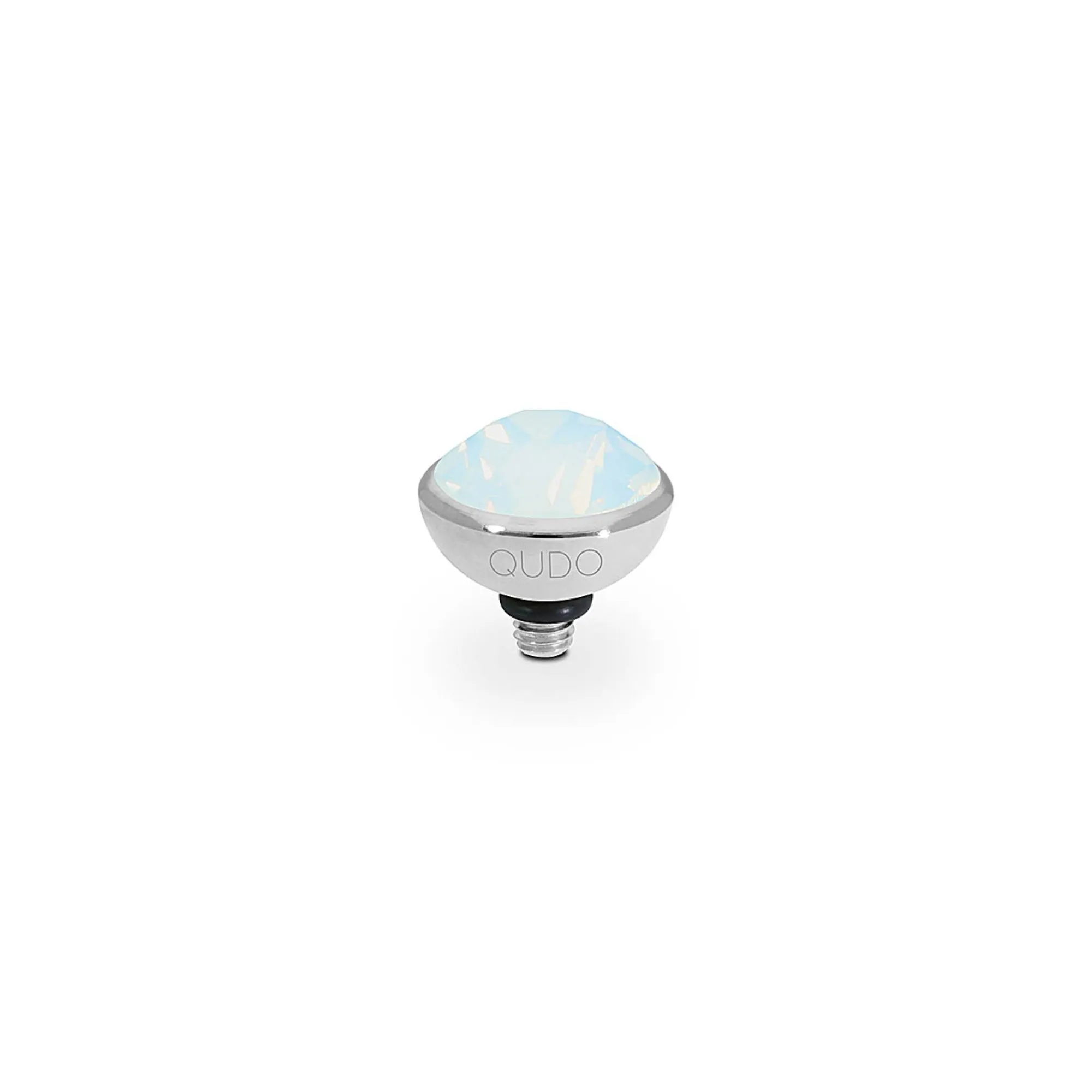 Bottone Silver and White Opal Crystal Ring Gem Top, 10mm
