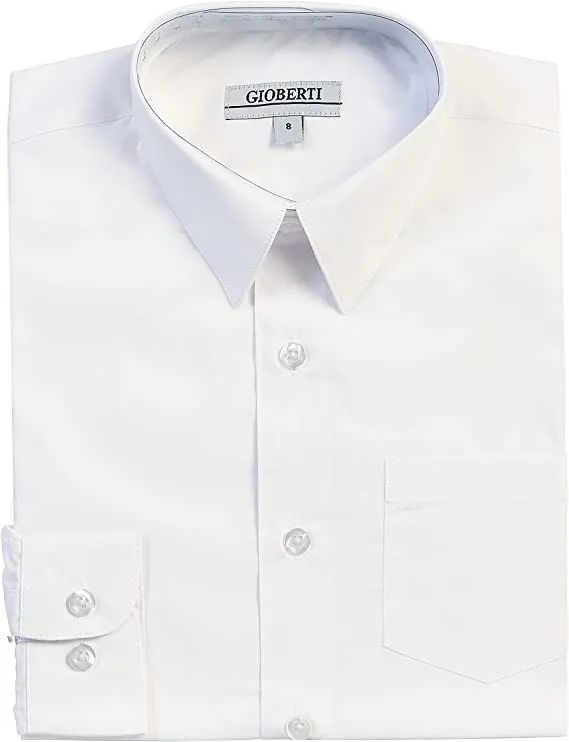 Boy's Long Sleeve Solid Dress Shirt - White