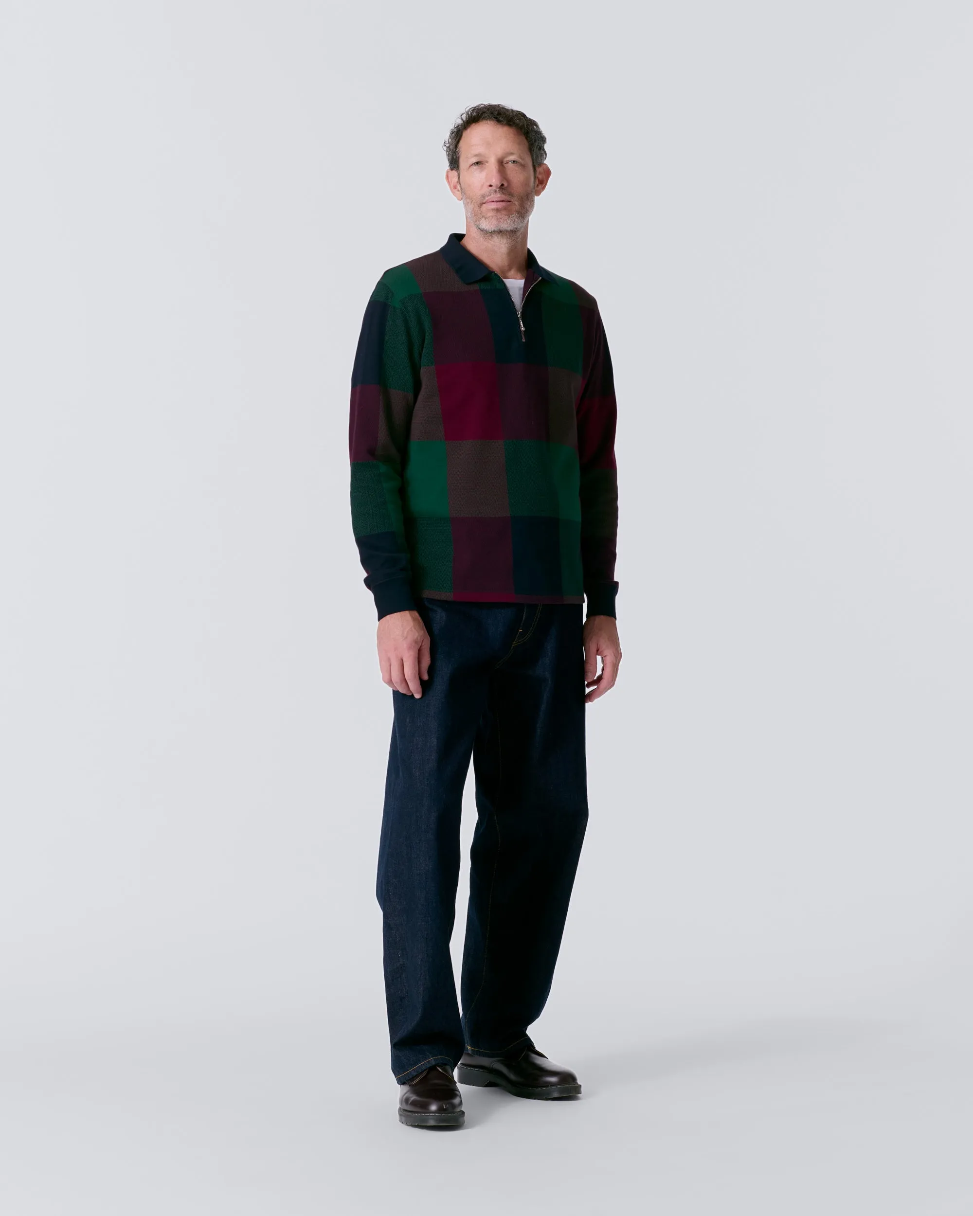 Buffalo Plaid Zip Polo