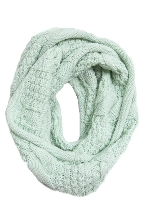 Cable Knit Infinity Scarf & Hat Set in Mint by Spun