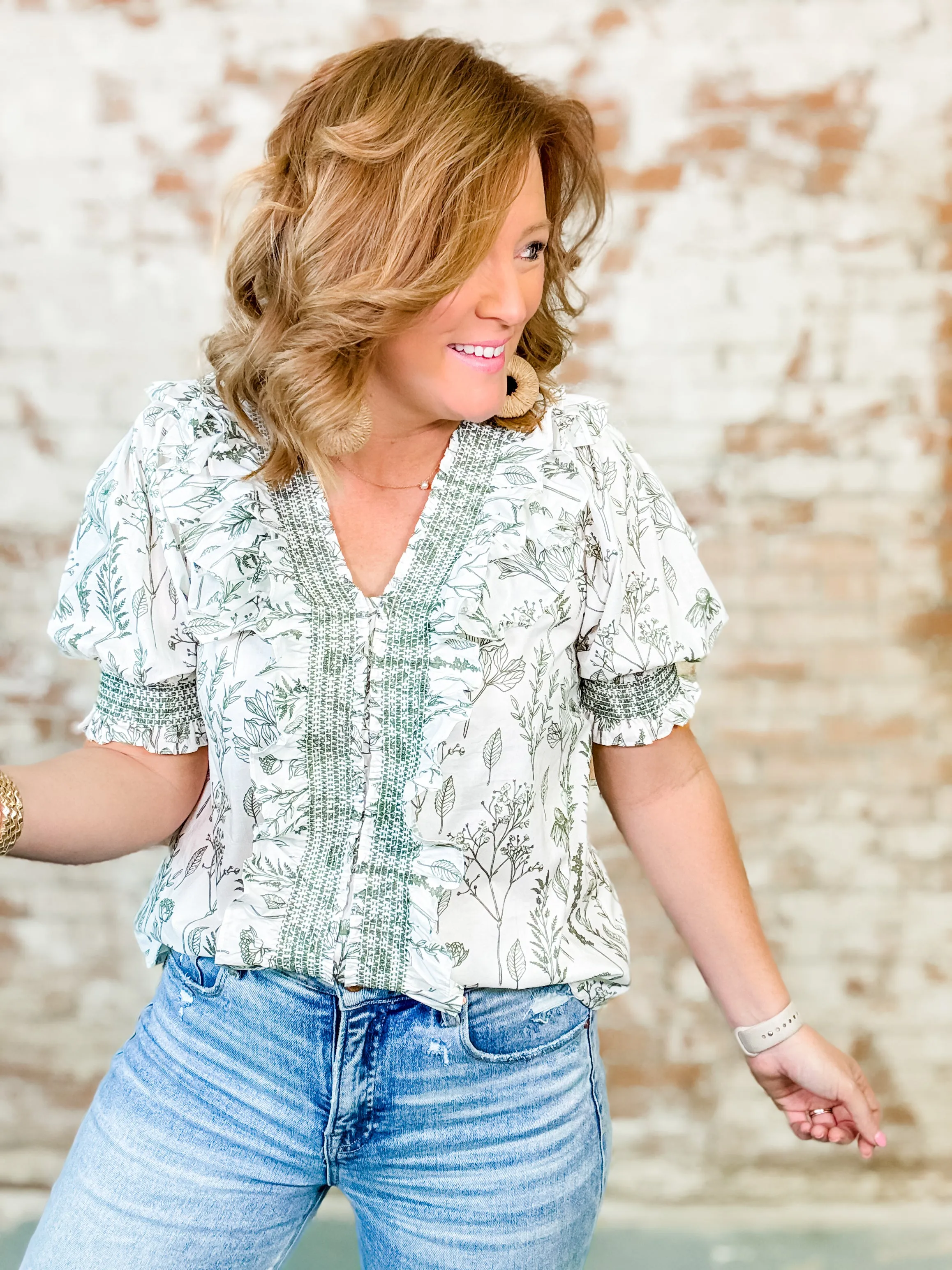 Camry Print Ruffle Front Top