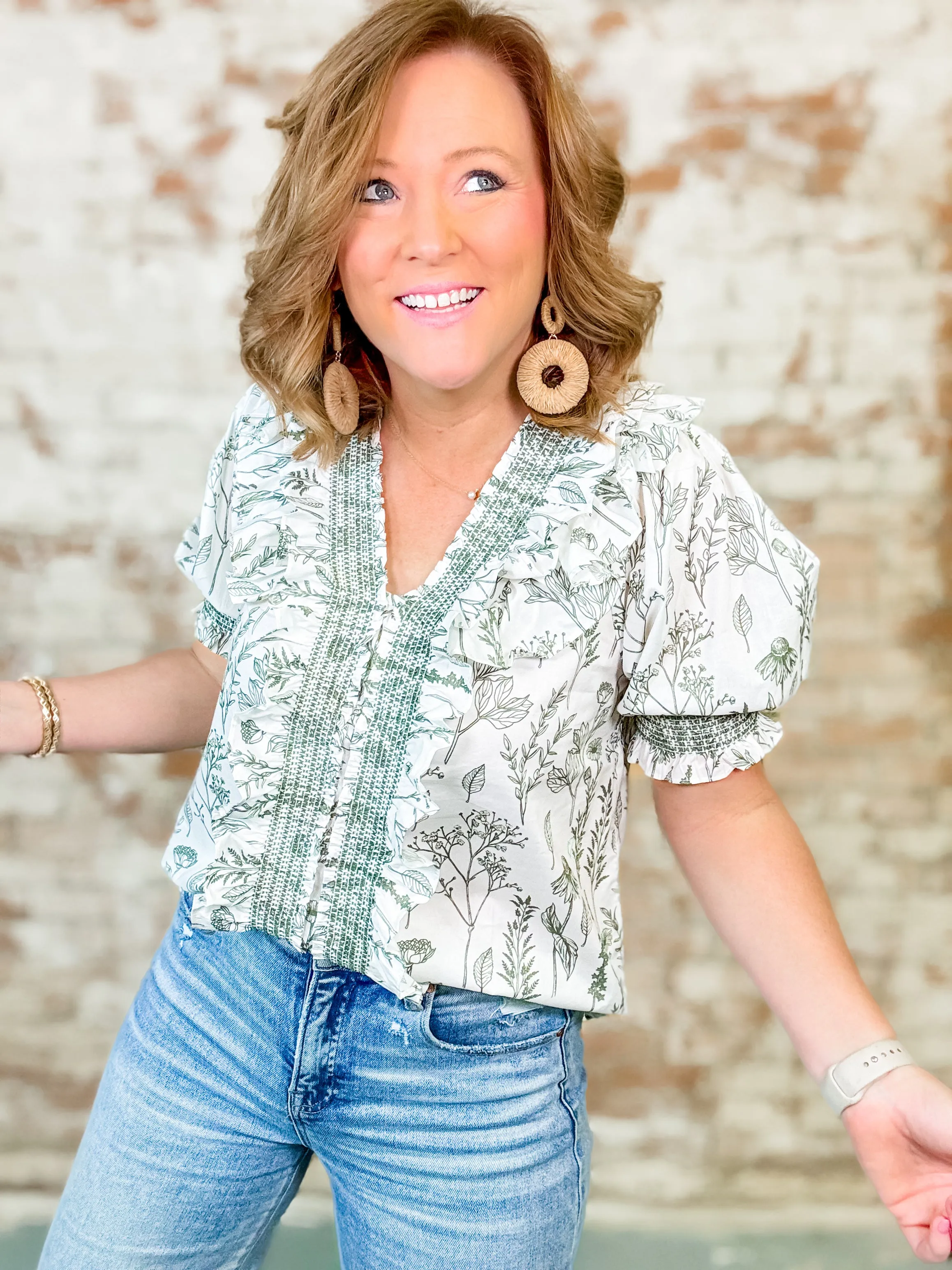 Camry Print Ruffle Front Top