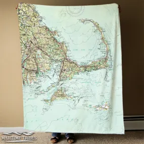 Cape Cod and the Islands, Earth Tones topo map Blanket