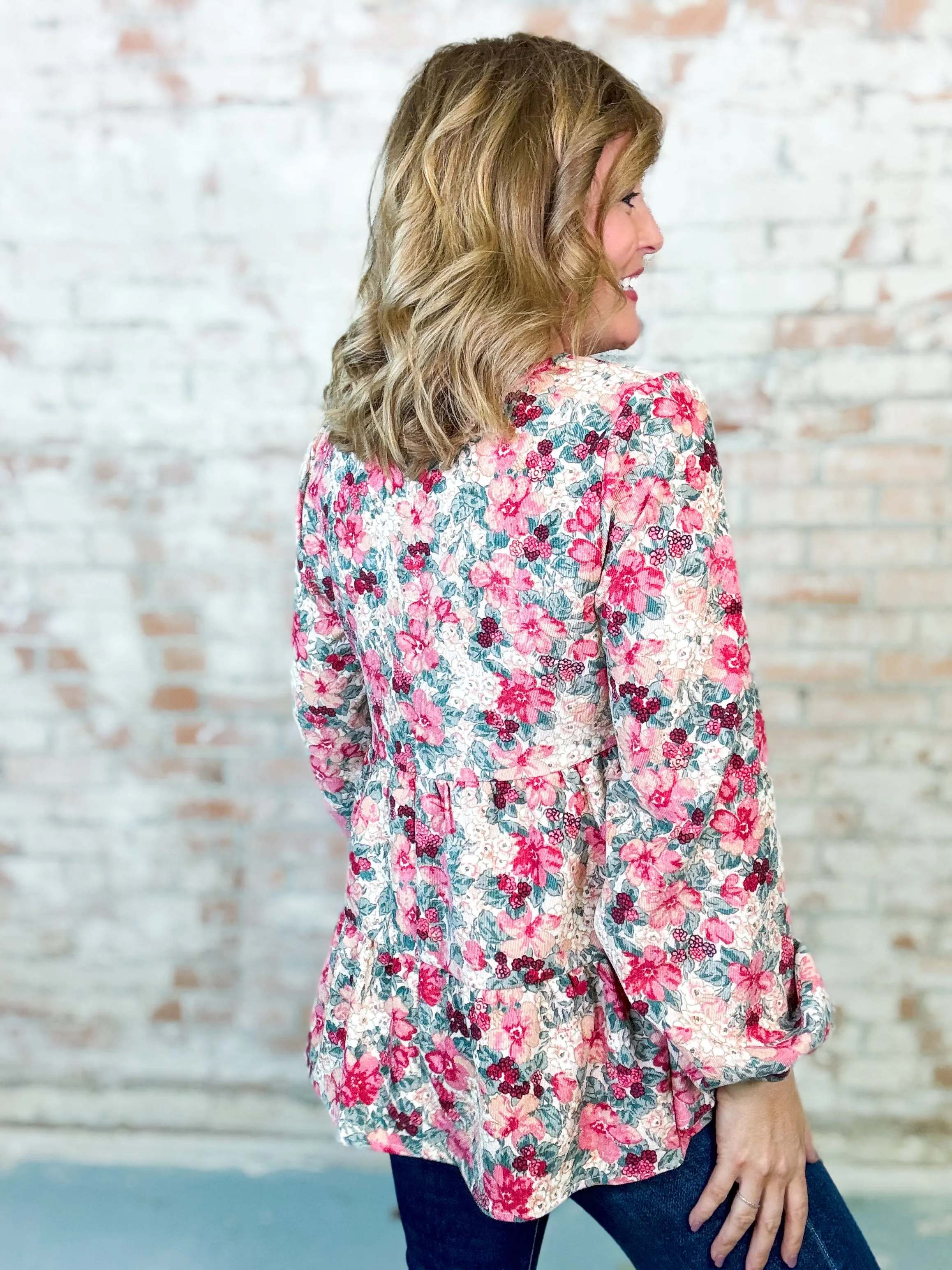Carmen Floral Corduroy Top - FINAL SALE