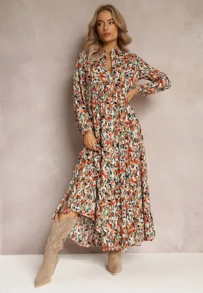 Carmen orange print midi dress